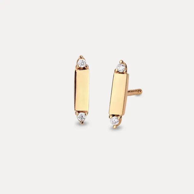 Stilnest Brick Tag Saphir Ohrstecker 585 Gold Massivgold