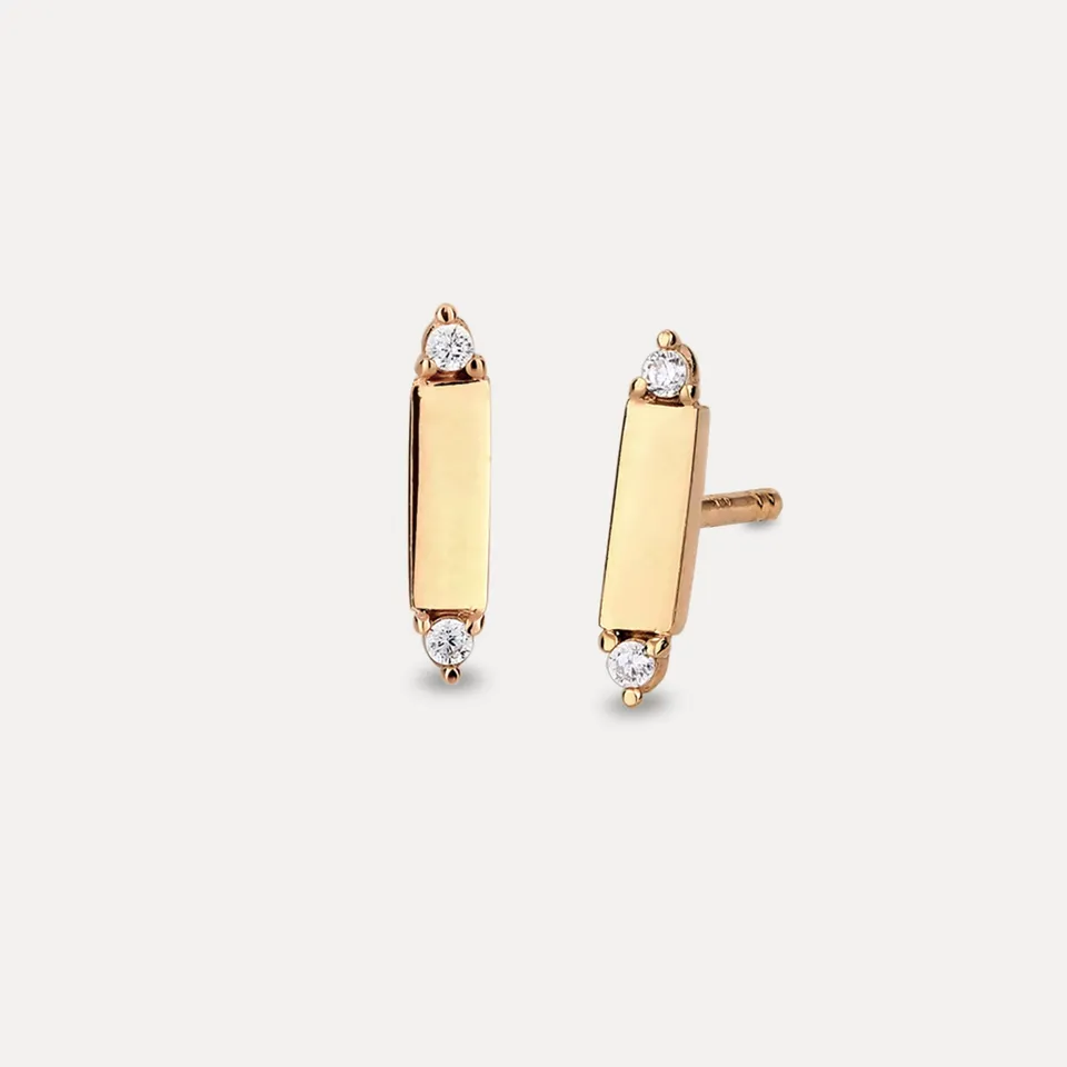 Stilnest Brick Tag Saphir Ohrstecker 585 Gold Massivgold