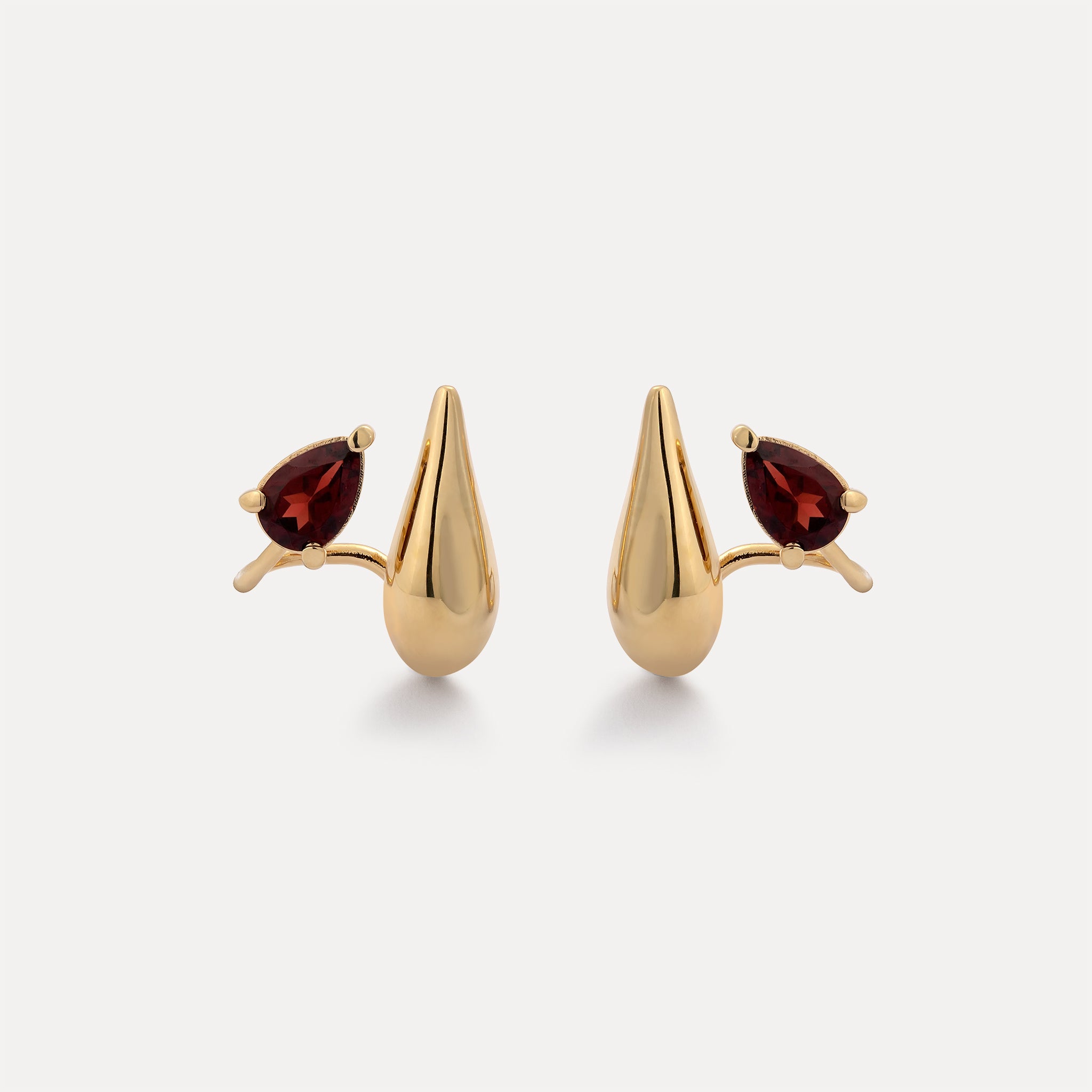 Stilnest Drop Double Ohrringe 585 Gold roter Granat