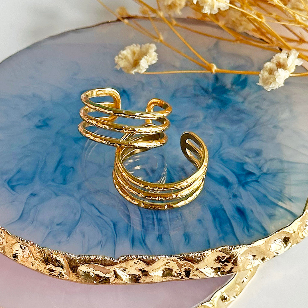 Joy by Corrine Smith Rings Triple Band Ring Gold verstellbar