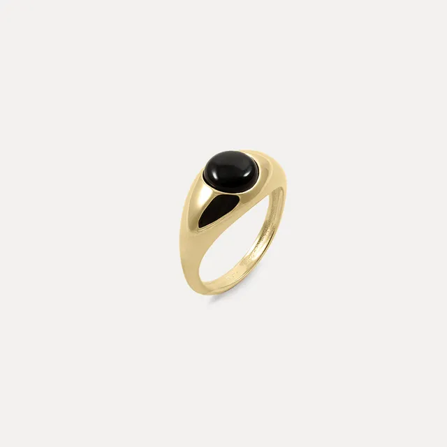 Stilnest Eden Pea Ring Onyx 585 Gold 14k Massivgold 52