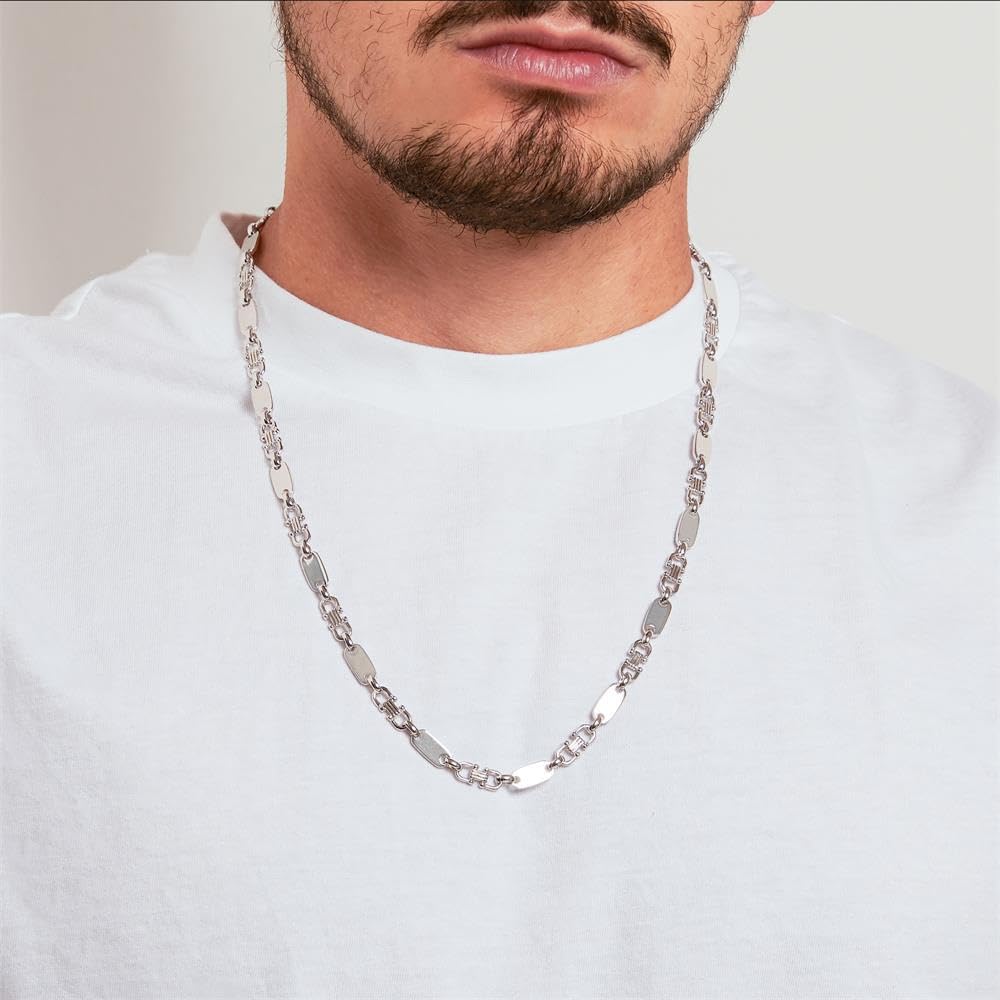 JEWLIX Panzerketten Plattenkette Silber Herren rhodiniert