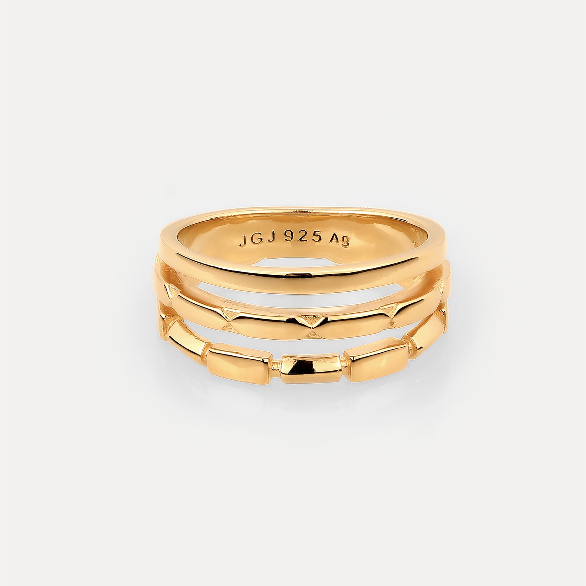 Stilnest Triple Offset Brick Ring 24K Vermeil Größe 52