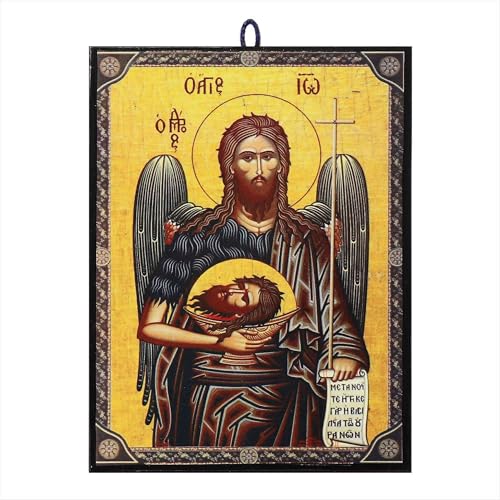 NKlaus Religious Icons Johannes der Täufer Ikone Holz 9,7x13,5cm