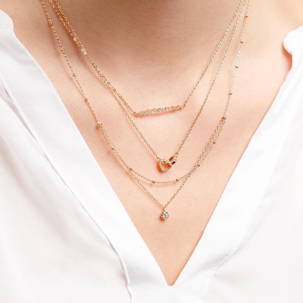 JEWLIX Ketten mit Anhänger Halskette Damen rosévergoldet 925 Silber