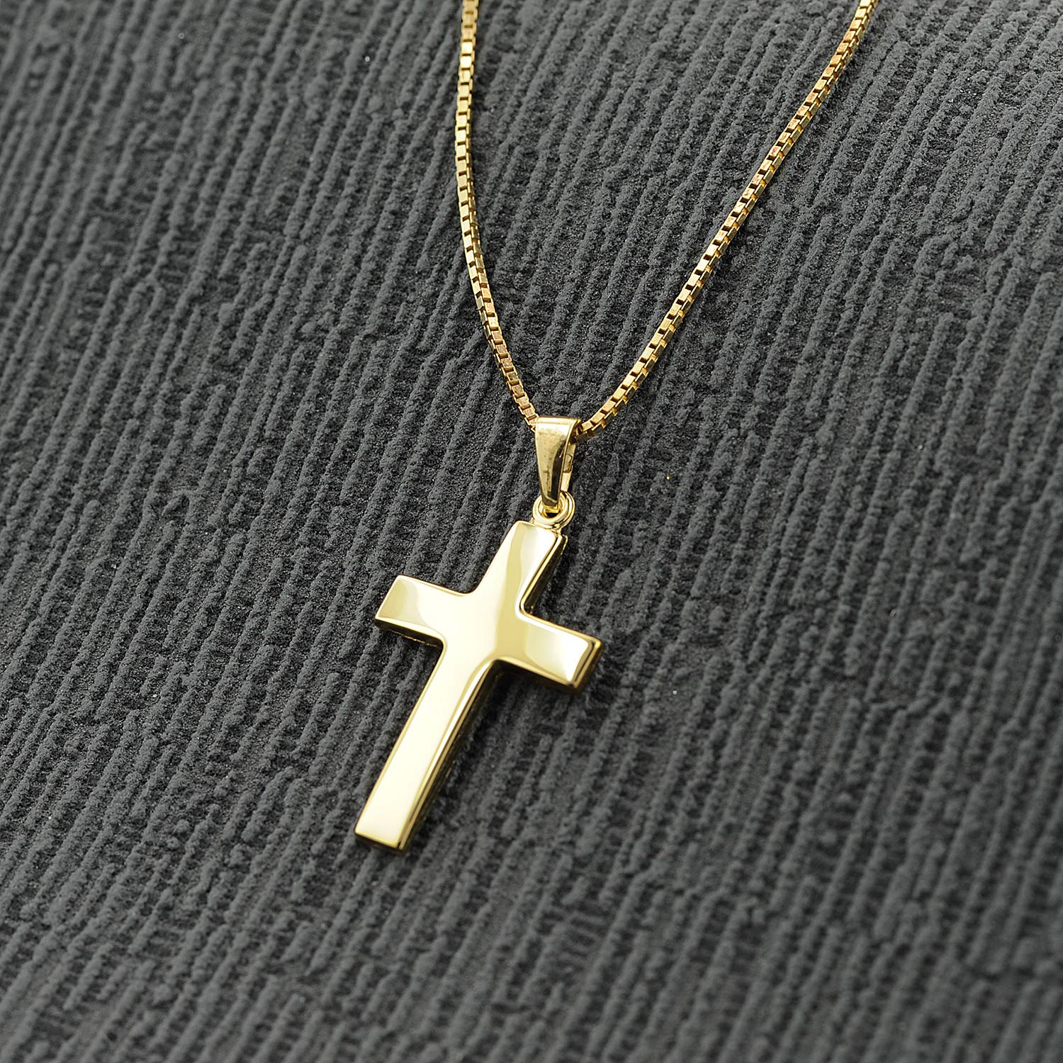 trendor Kreuz-Anhänger 24 mm Gold 333 Halskette 50 cm
