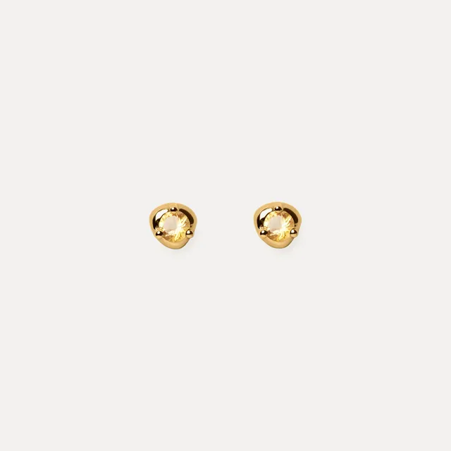Stilnest Stone Fluid Ohrstecker Citrin Gold Vermeil Edelstein