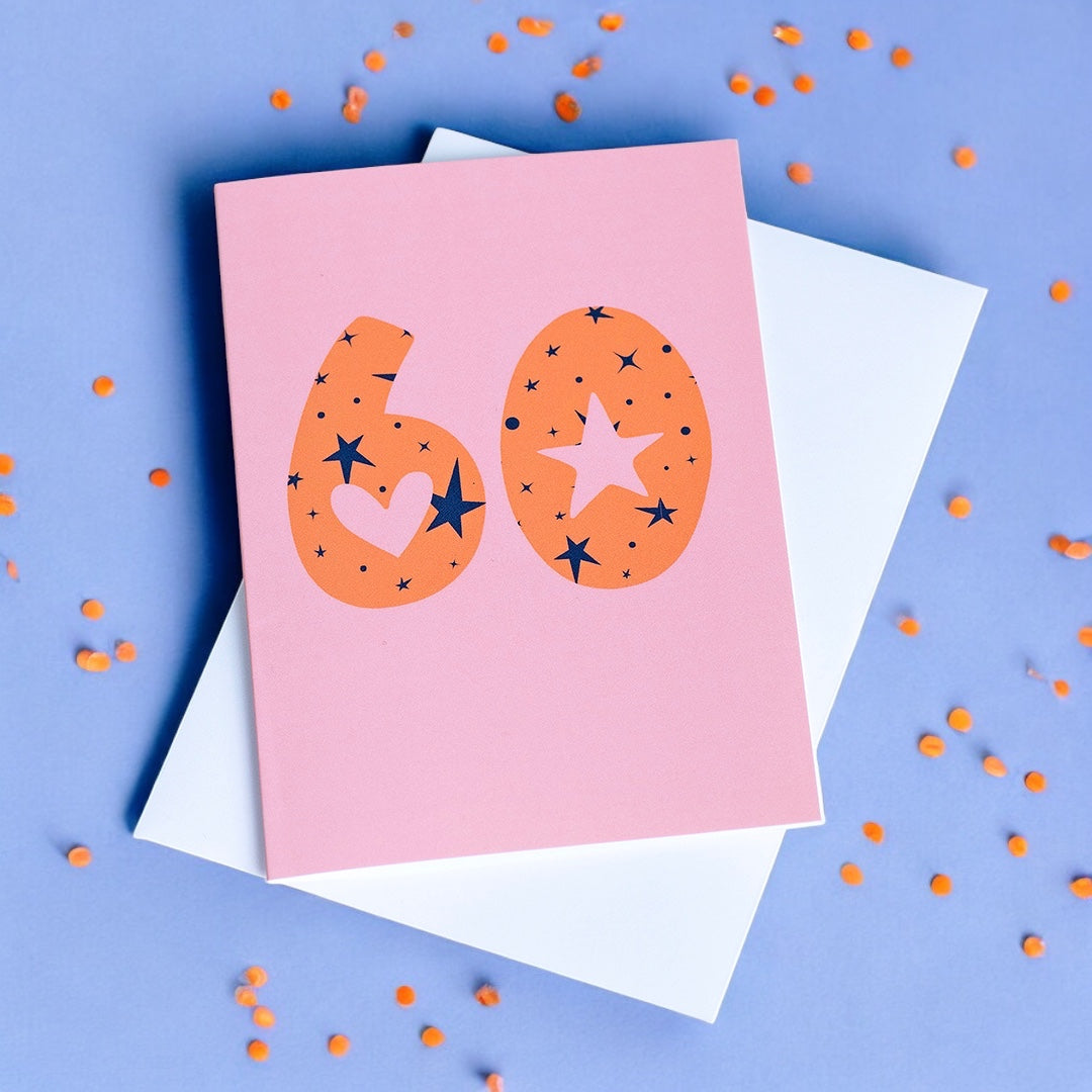 Joy by Corrine Smith 60th Birthday Karte Pink Orange A6