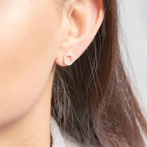 JEWLIX Ohrstecker Kreis Ohrringe Roségold Zirkonia Silber