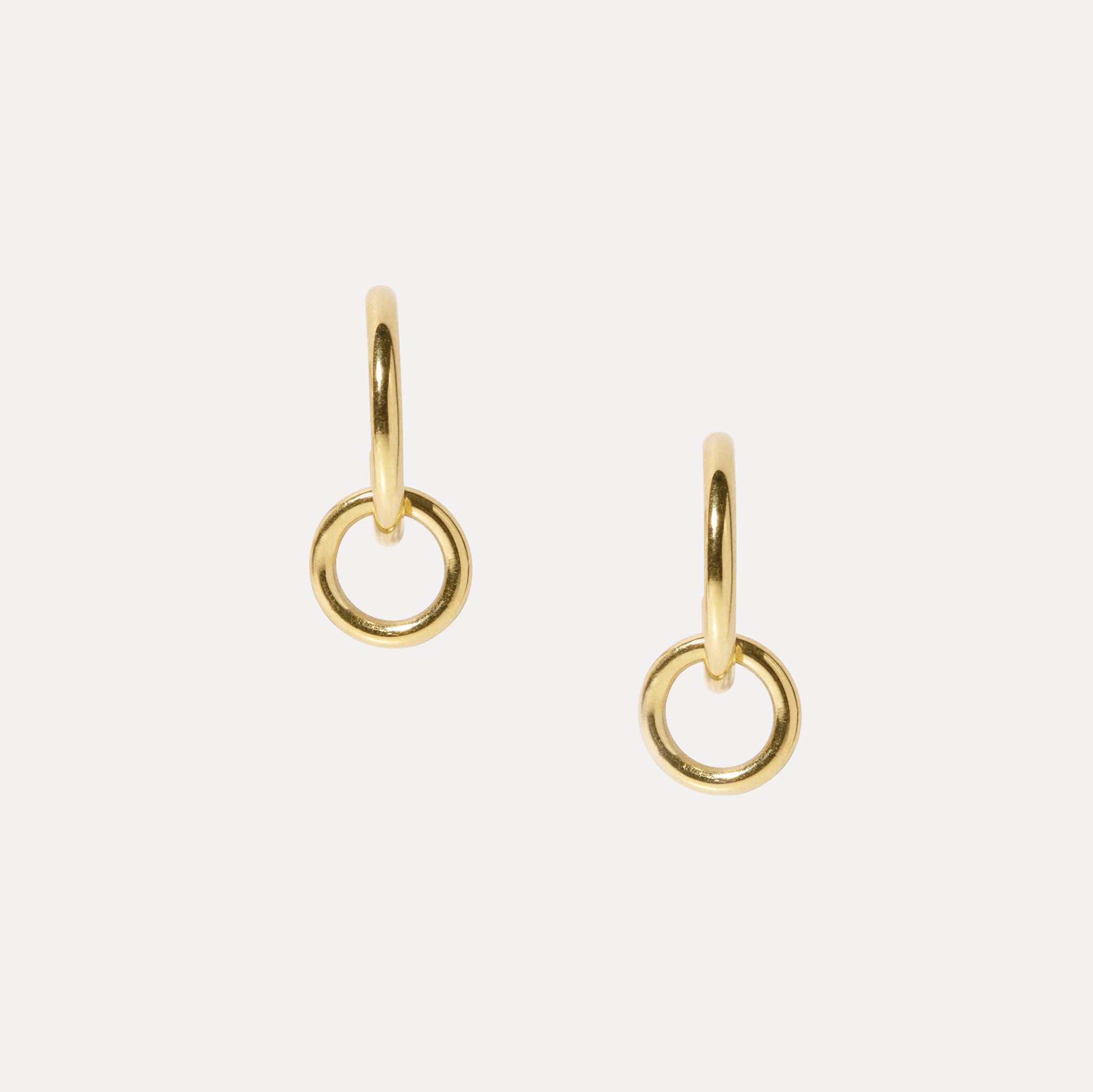 Stilnest Duo Creolen Ohrringe 585 Gold Doppel-Hoops