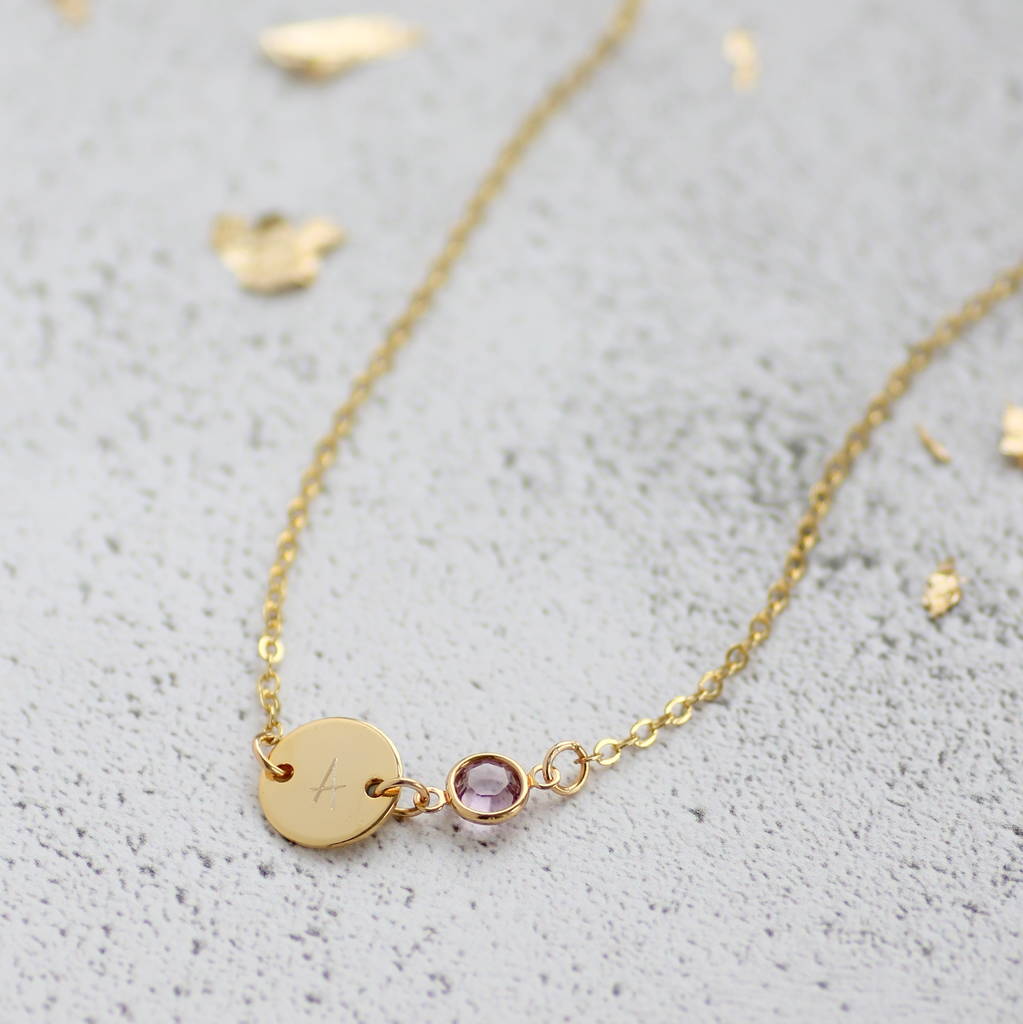 Joy by Corrine Smith Personalised Disc Birthstone Halskette Gold