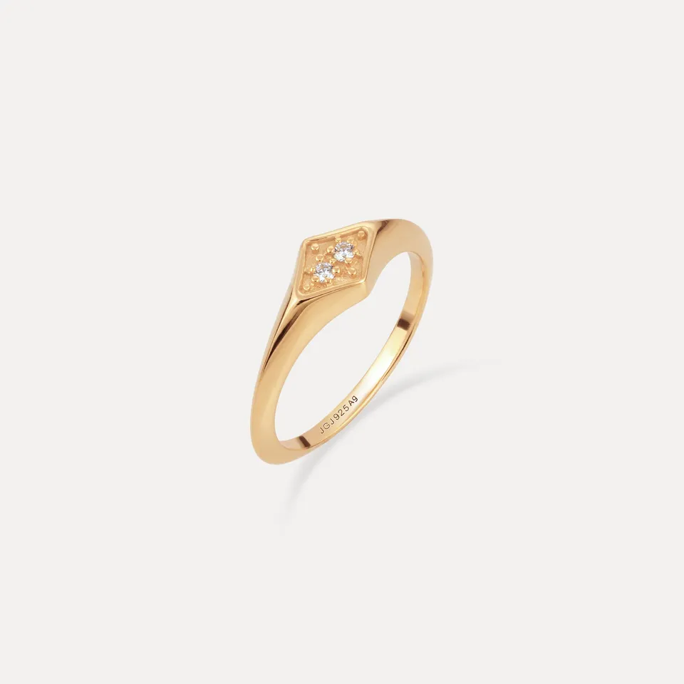 Stilnest Supernova Pavé Weiß Saphir Ring Gold Vermeil 54