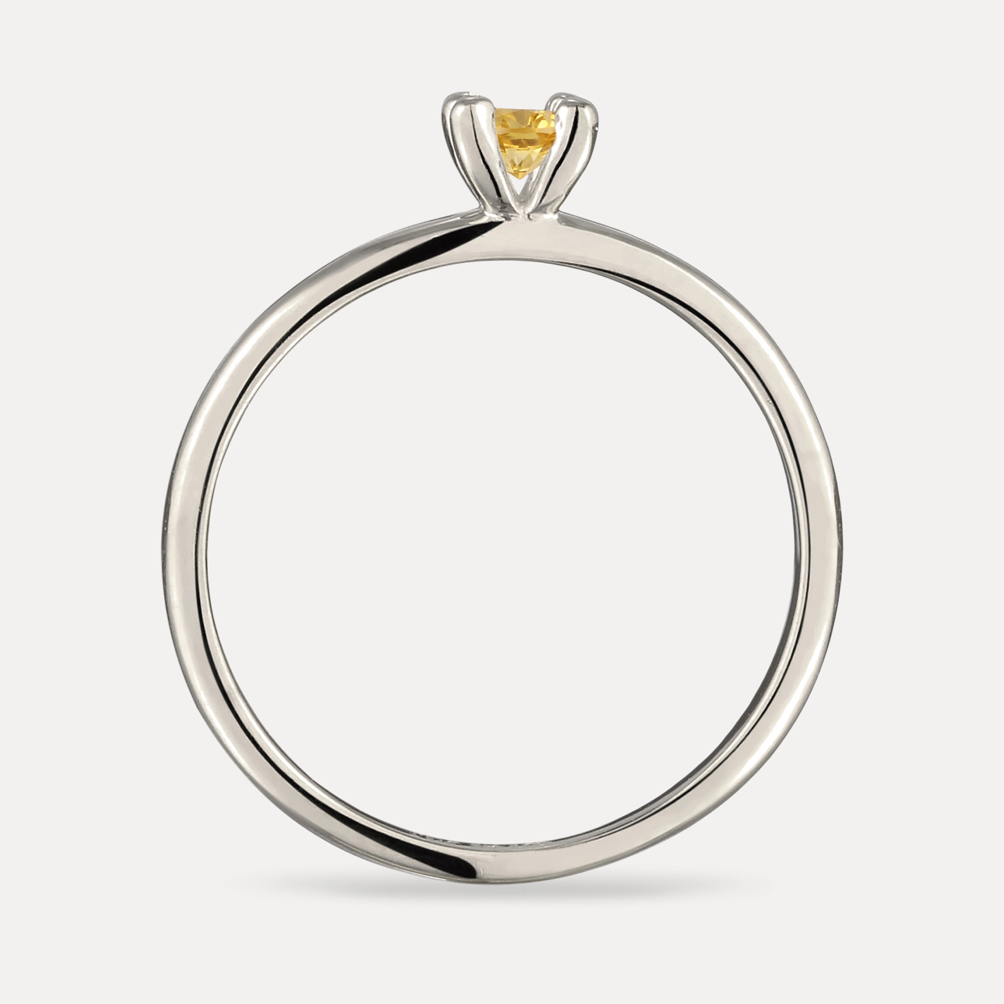 Stilnest Citrin Solitär Ring rund Gold Vermeil gelb