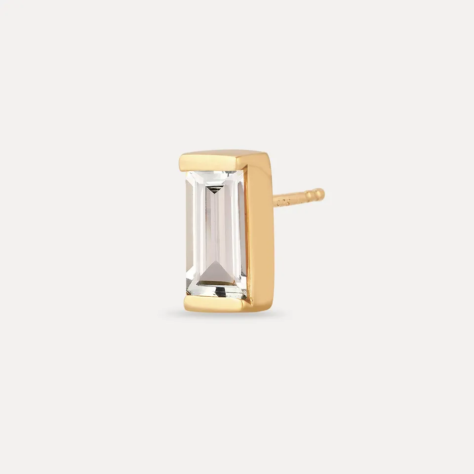 Stilnest Balance Baguette Ohrstecker Beryll Gold Vermeil Single