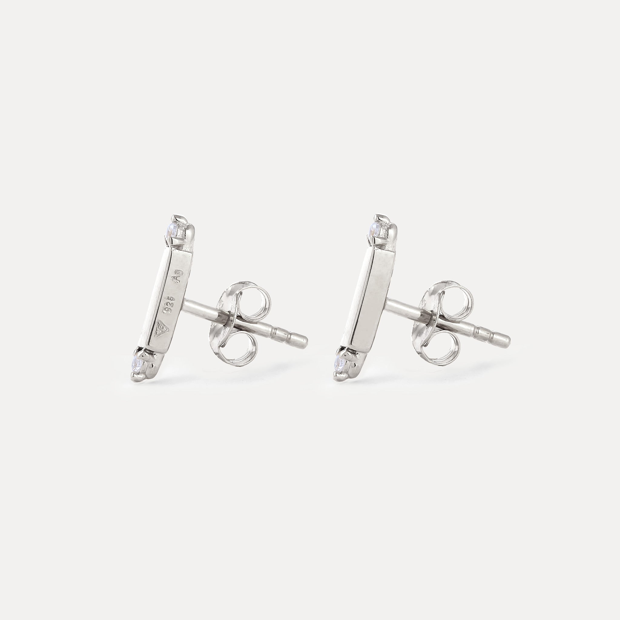 Stilnest Saphir Brick Tag Ohrstecker Ohrringe Gold Vermeil