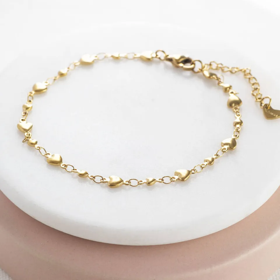 Joy by Corrine Smith Graduated Hearts Fußkette Gold 23 cm