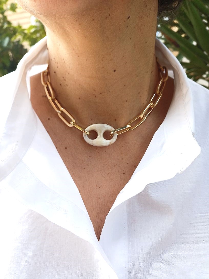 Alevá Bijoux Veronica Halskette Gold Elfenbein Knoten