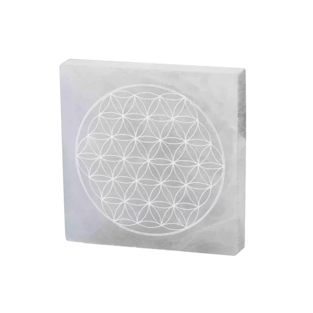 NKlaus Healing Crystals Selenit Ladeplatte Blume des Lebens