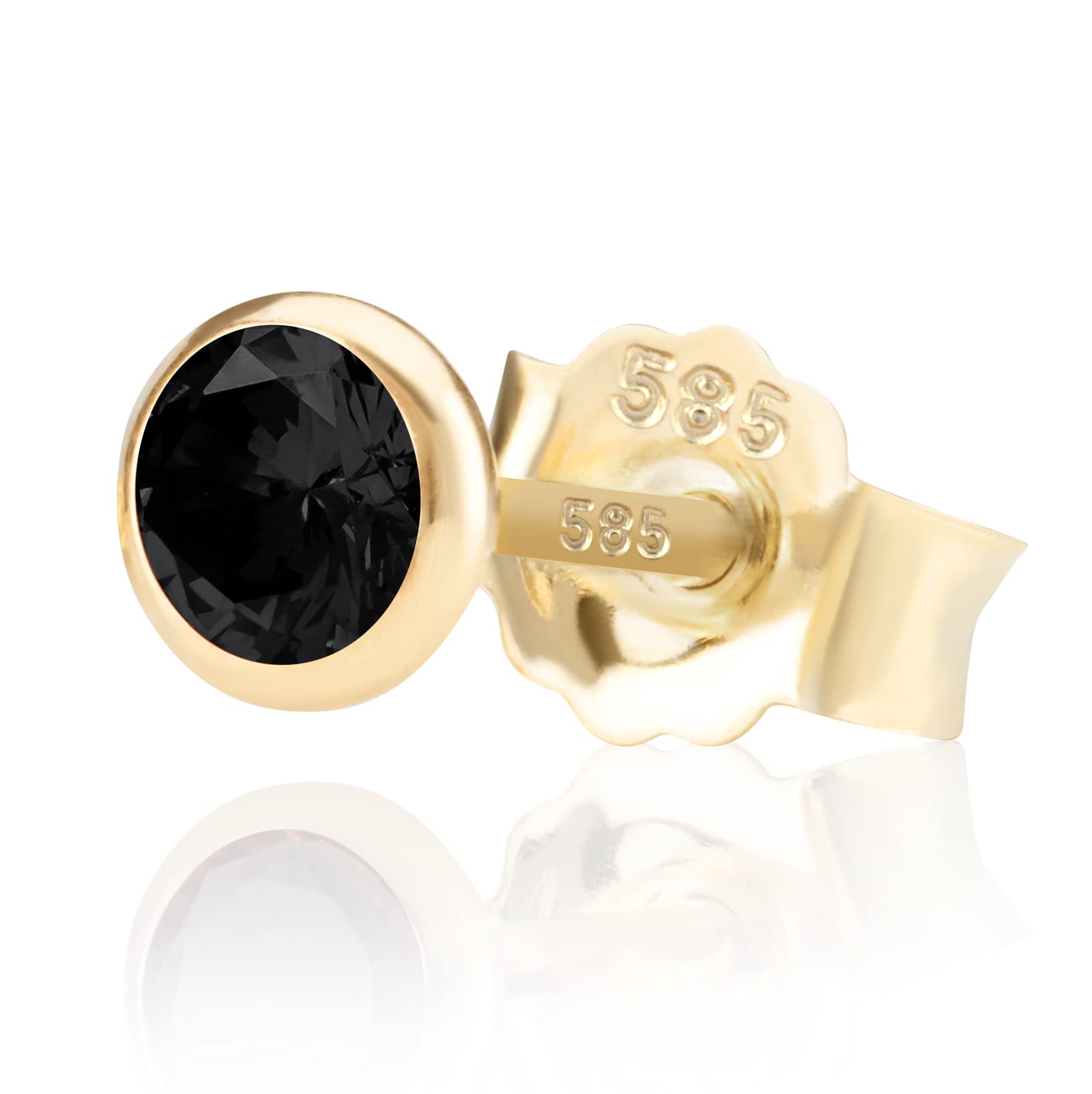 NKlaus Jewellery Zirkonia Ohrstecker 585 Gold Schwarz 5mm