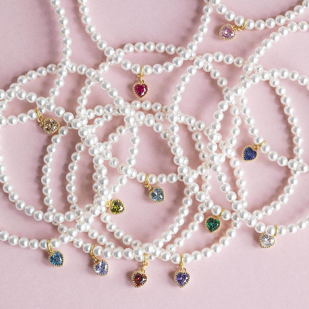 Joy by Corrine Smith Perlen Armband Herz Geburtsstein Gold