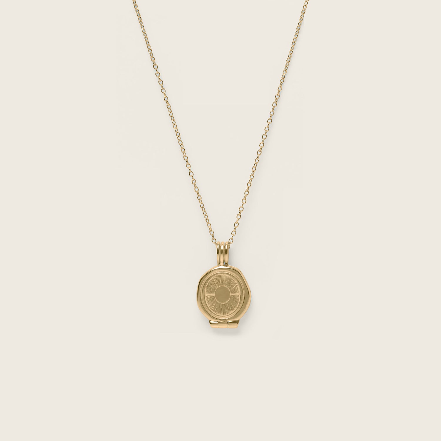 Stilnest Sun Seal Medaillon Kette 585 Gold 45cm gravierbar