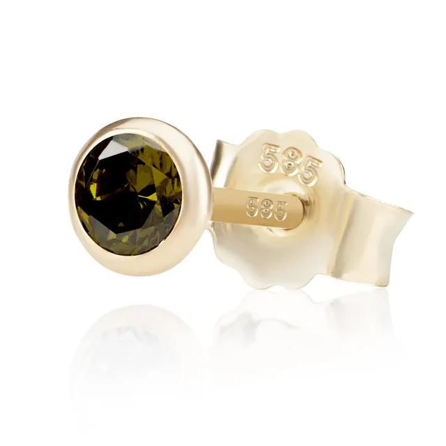 NKlaus Jewellery Zirkonia Ohrstecker 585 Gelbgold 4,0mm