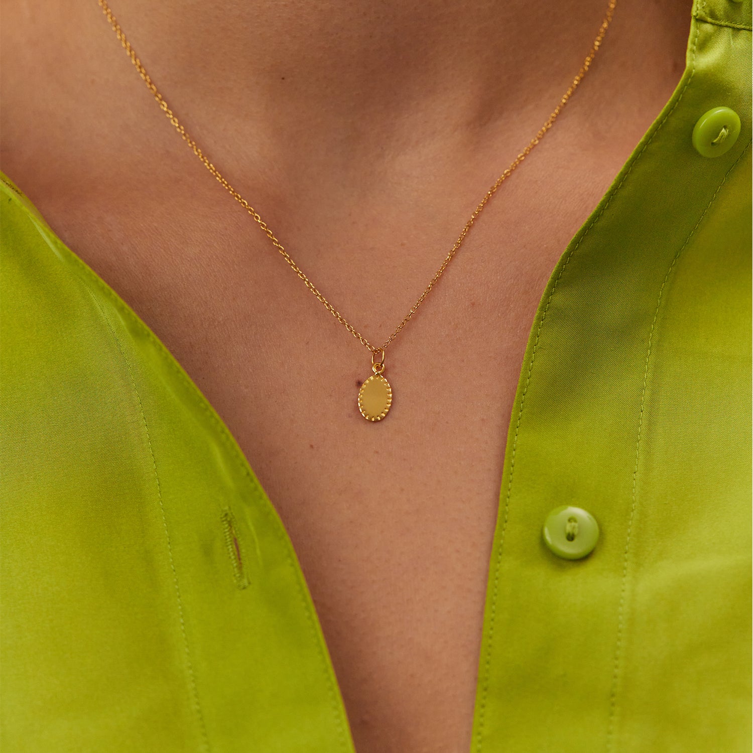 Stilnest Biscuit Tag Anhänger Oval 585 Gold gravierbar
