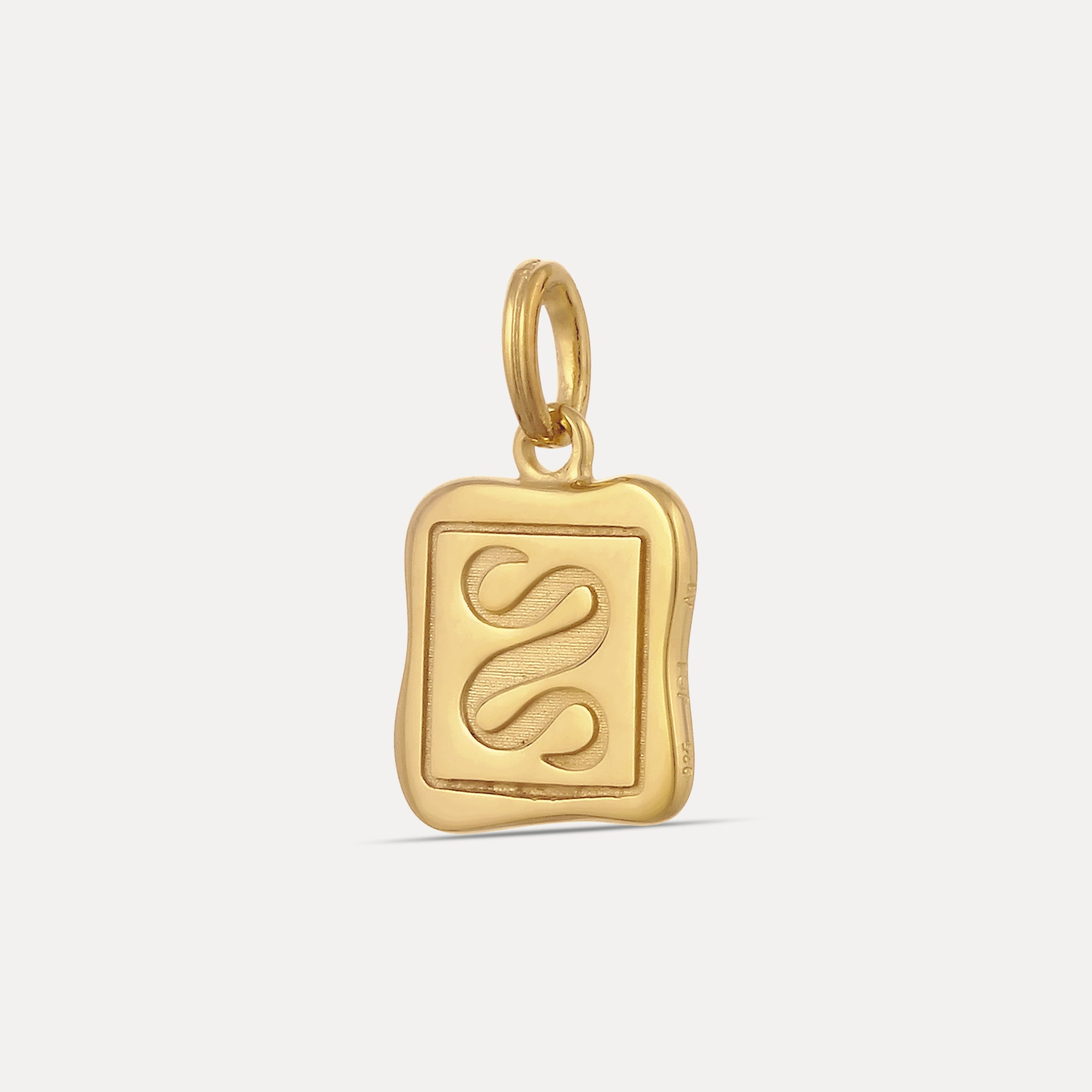 Stilnest Anhänger gravierbar Gold Vermeil eckig