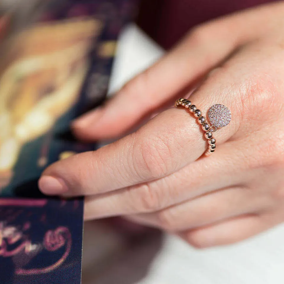 Joy by Corrine Smith Pave Disc Ring Gold Stretch Geburtsstein