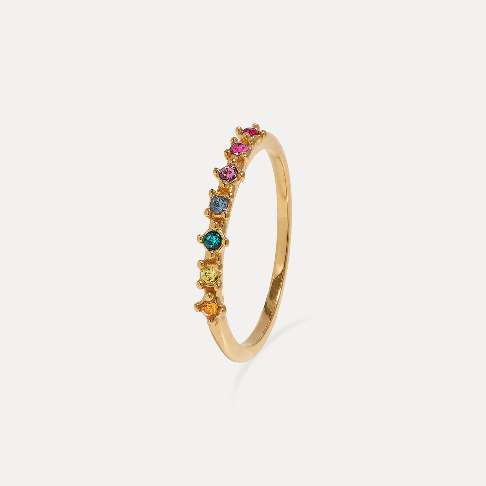Stilnest Rainbow Delight Ring Edelsteinring Gold Vermeil 52