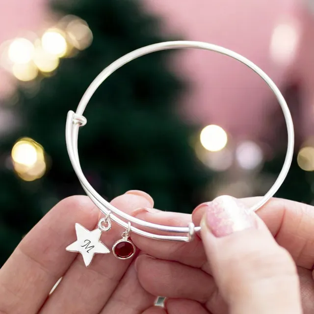 Joy by Corrine Smith Star Birthstone Armreif Silber 1,5 cm