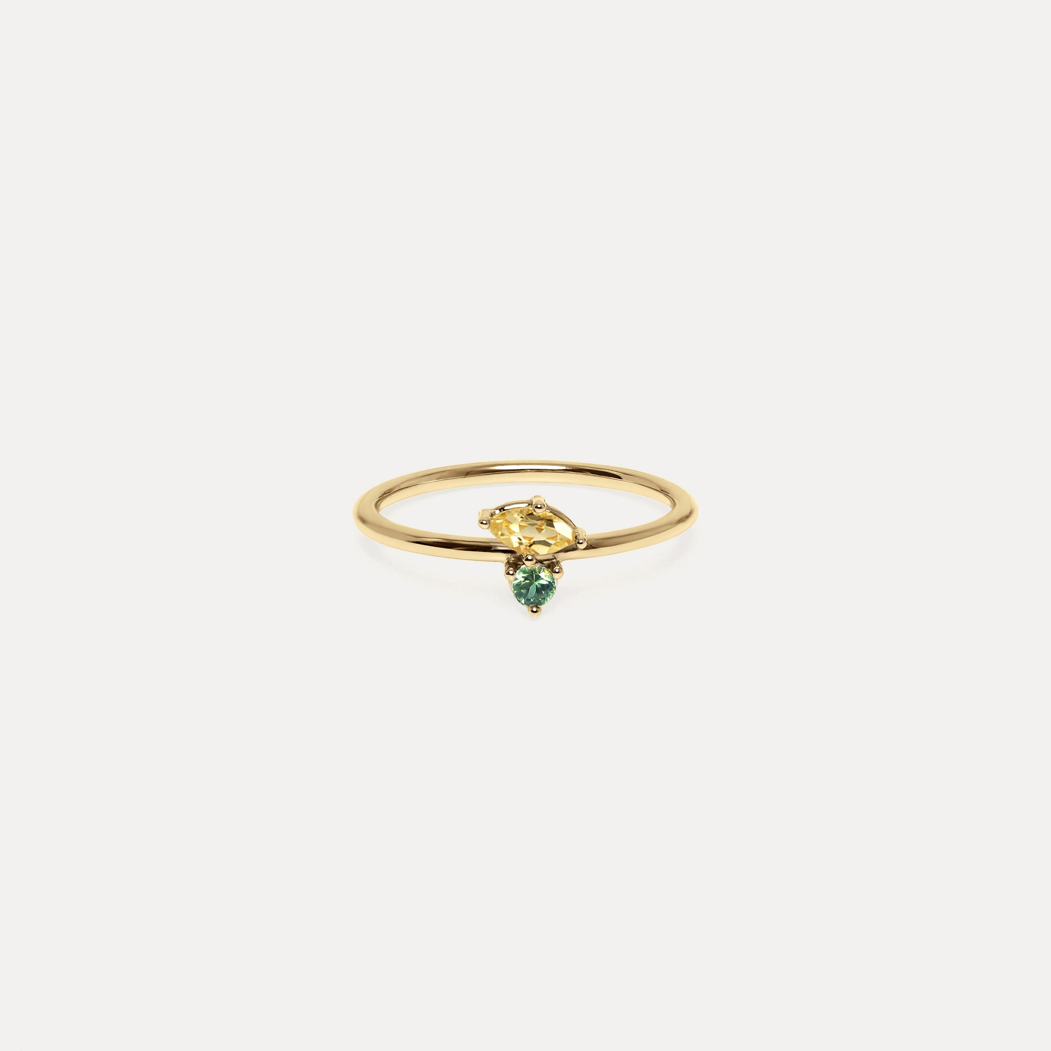Stilnest Joy Solitär Ring Citrin Saphir 585 Gold Gr.52