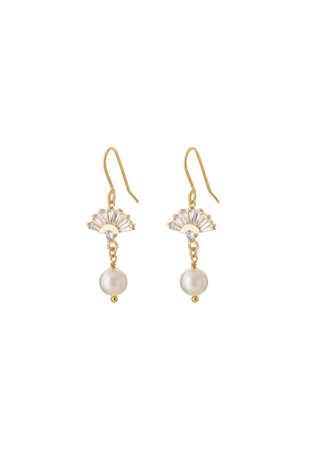 Joy by Corrine Smith Crystal Fan Perle Ohrringe Gold Braut