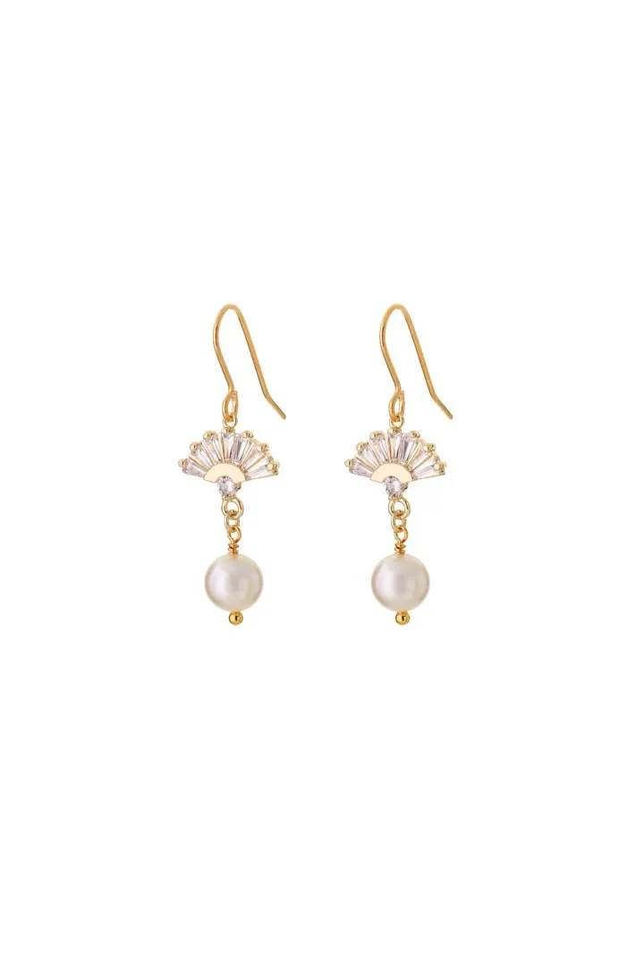 Joy by Corrine Smith Crystal Fan Perle Ohrringe Gold Braut