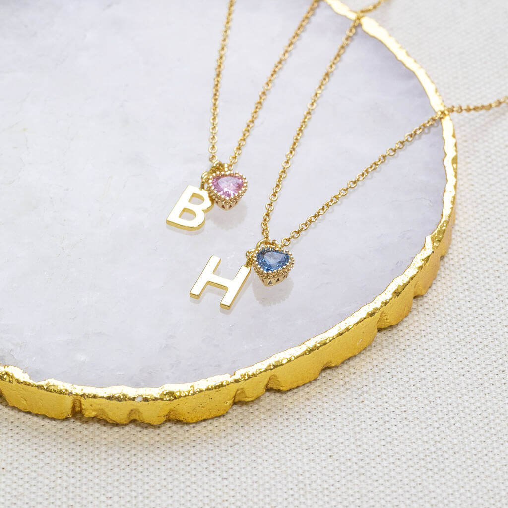 Joy by Corrine Smith Heart Birthstone Initial Halskette Gold
