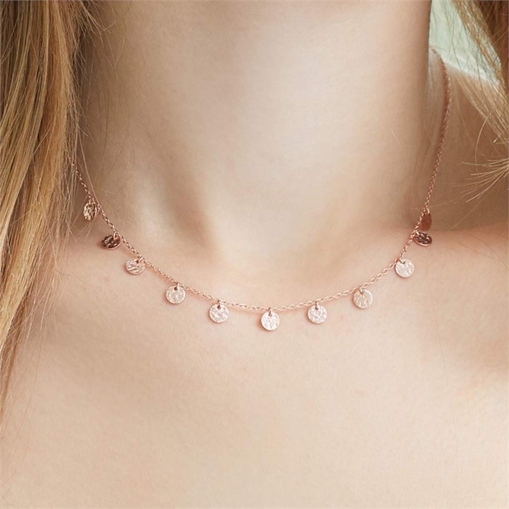 JEWLIX Runde Anhänger Kette 925 Silber Rosé Damenhalskette