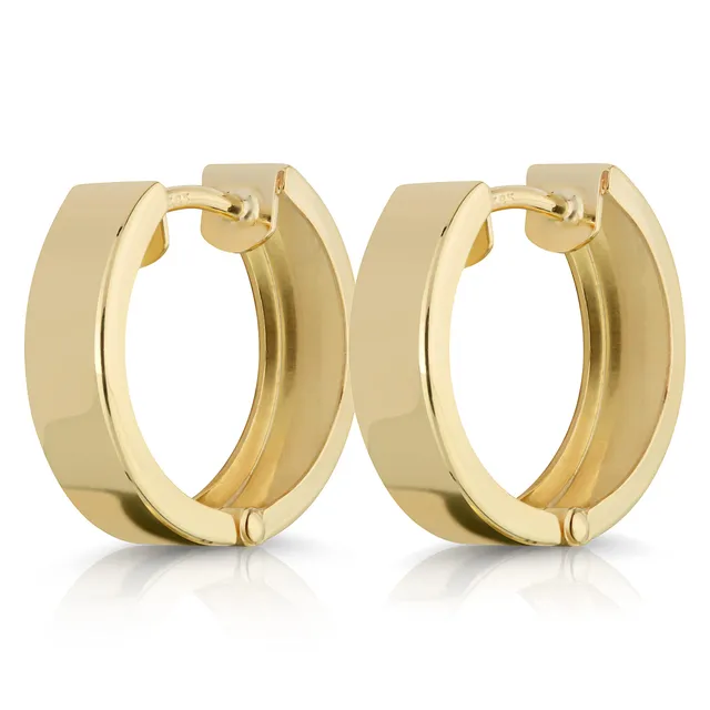 NKlaus Klappcreolen 585 Gelbgold 15mm Ohrringe quadratisch