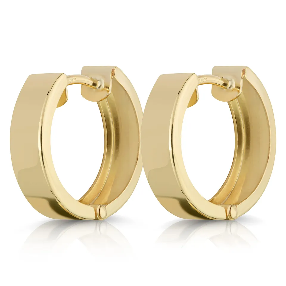 NKlaus Klappcreolen 585 Gelbgold 15mm Ohrringe quadratisch