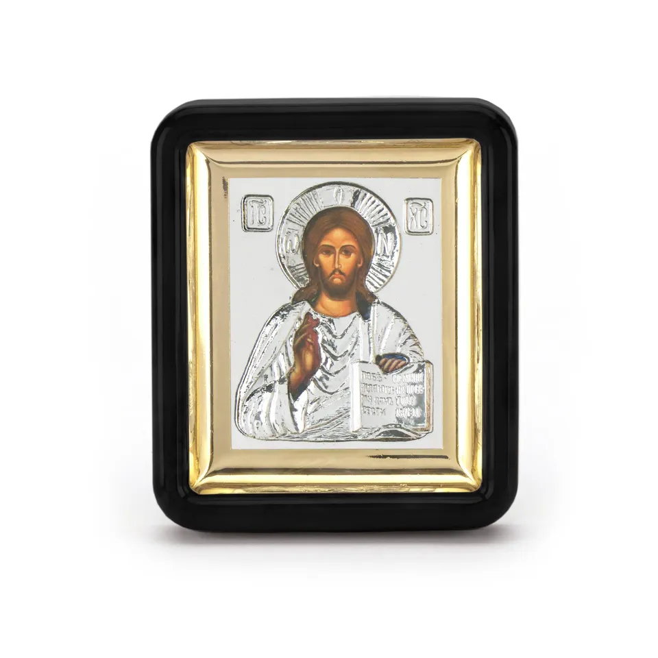 NKlaus Religious Icons Jesus Ikone 7x6cm Rahmen schwarz Glas