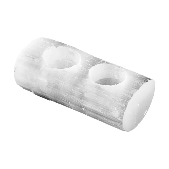NKlaus Healing Crystals Selenit Teelichthalter 14,5 cm 2er Stein