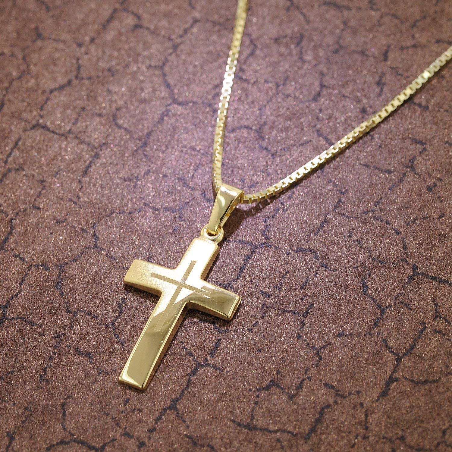 trendor 35790 Kreuz-Anhänger Gold 333 Kette Silber 50 cm