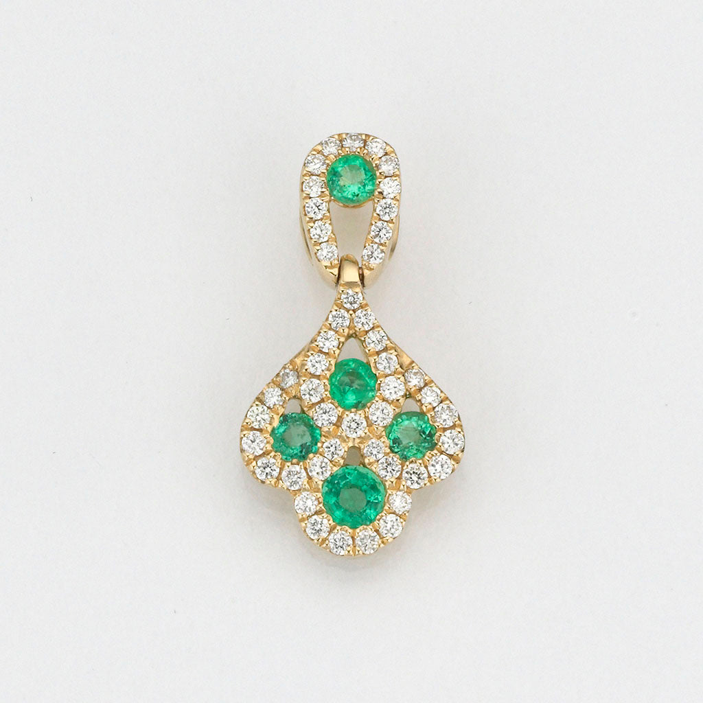 Eugen Rühle Anhänger Anhänger Brillant 0,16ct Smaragd 585 Gelbgold