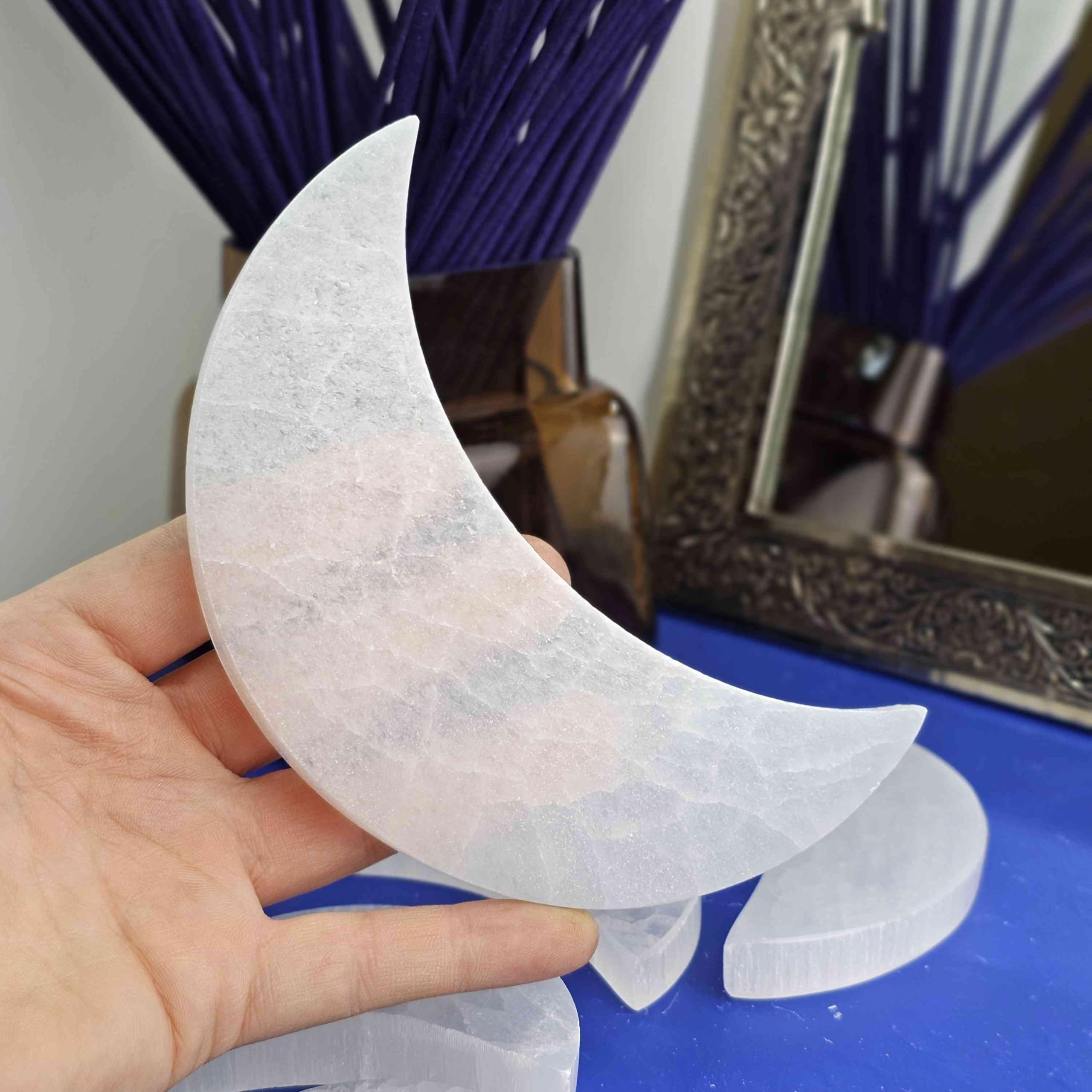 NKlaus Healing Crystals Selenit Halbmond Aufladeplatte 15 cm Platte