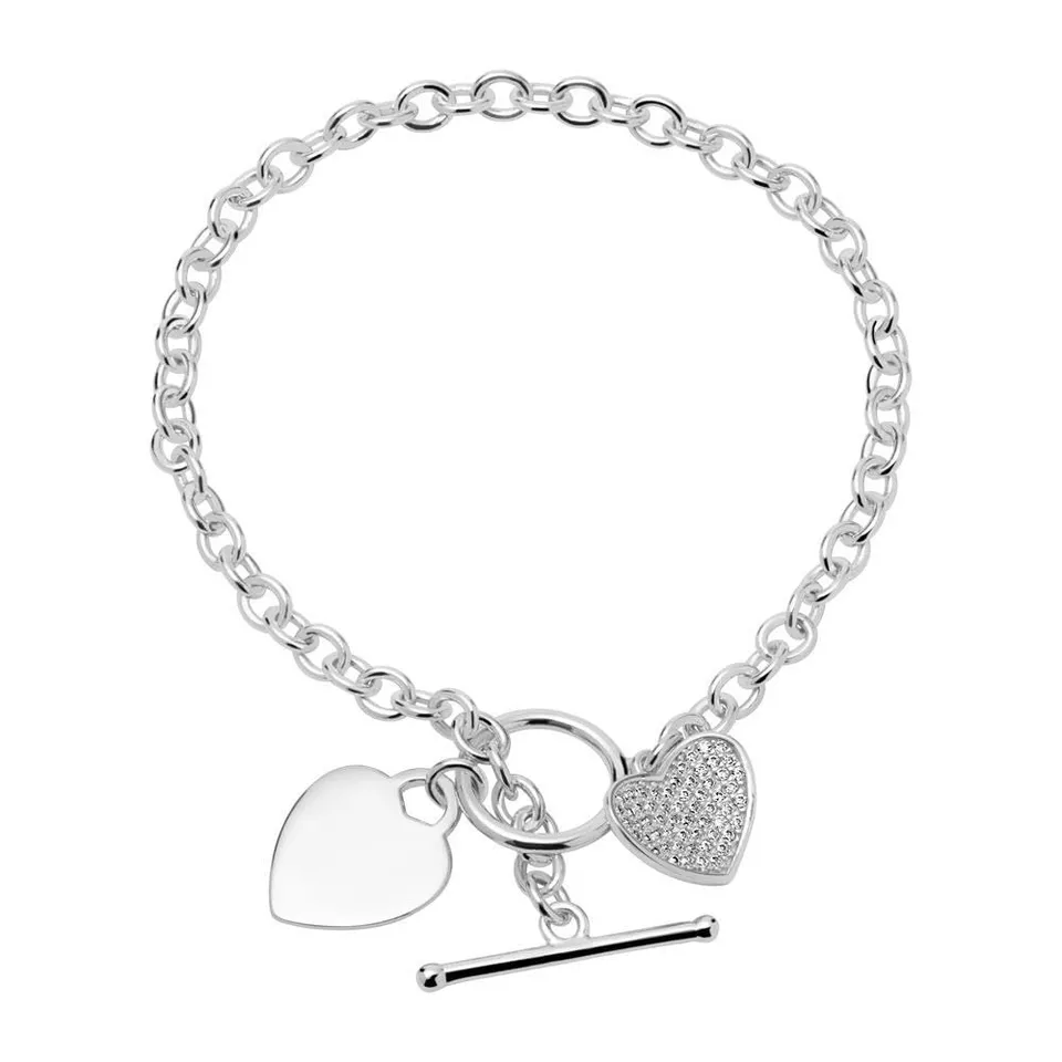 JEWLIX ID-Armbänder Herzarmband Sterlingsilber Zirkonia