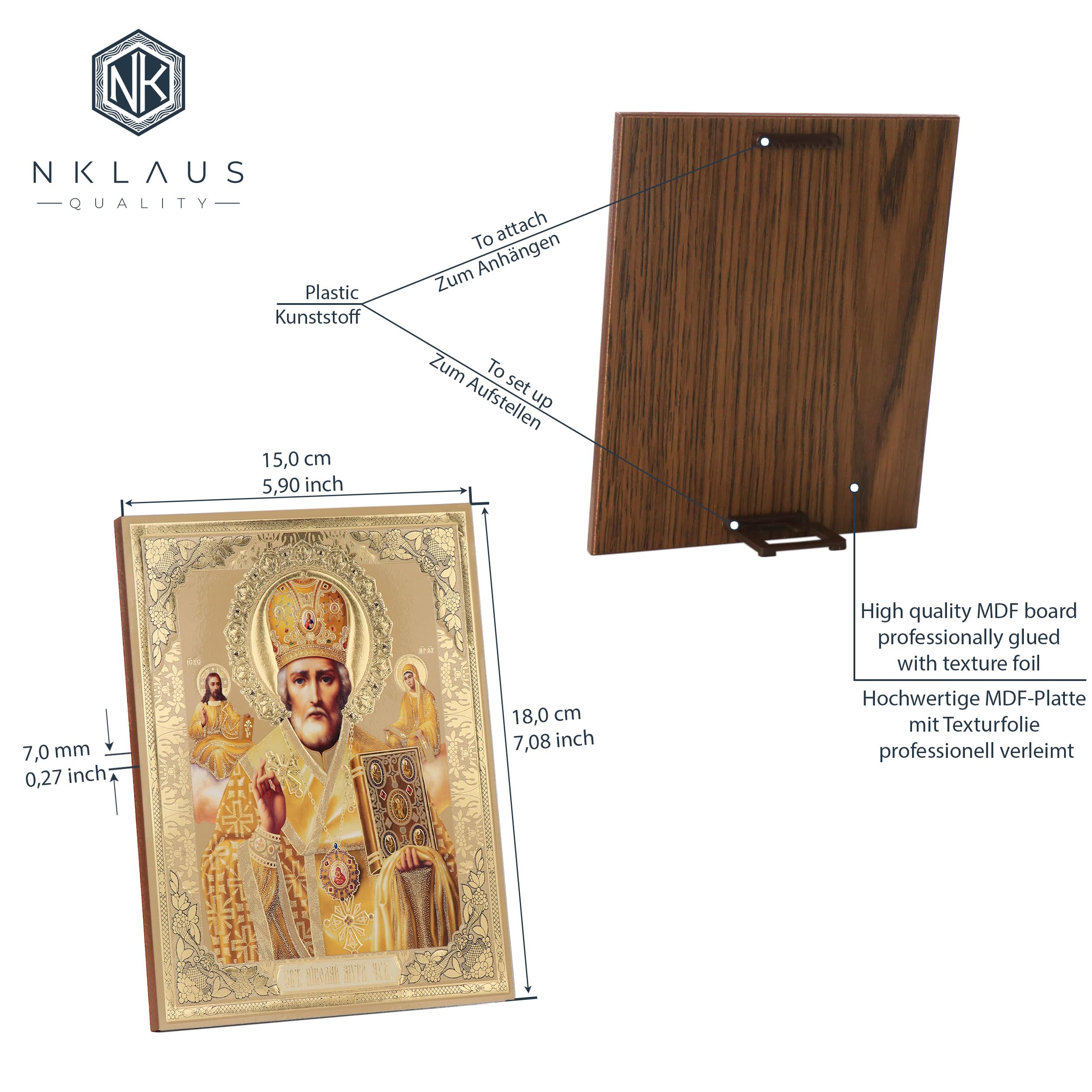 NKlaus RELIGIOUS ICONS Ikone Nikolaus Holz 15x18 cm