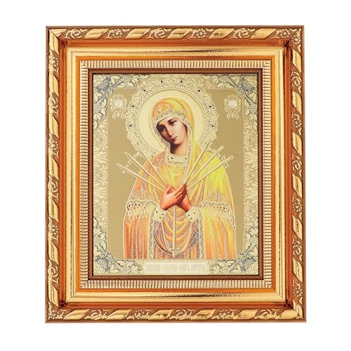 NKlaus Ikone Gottesmutter Siebenpfeilige 14x16cm Glas