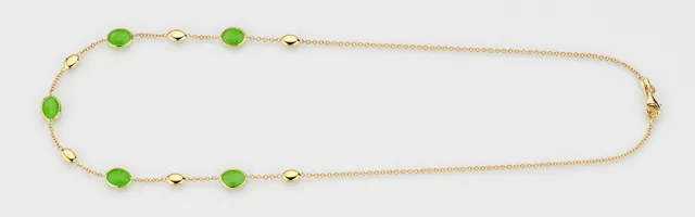 Eugen Rühle Collier Quarz grün Halskette 585 Gelbgold oval