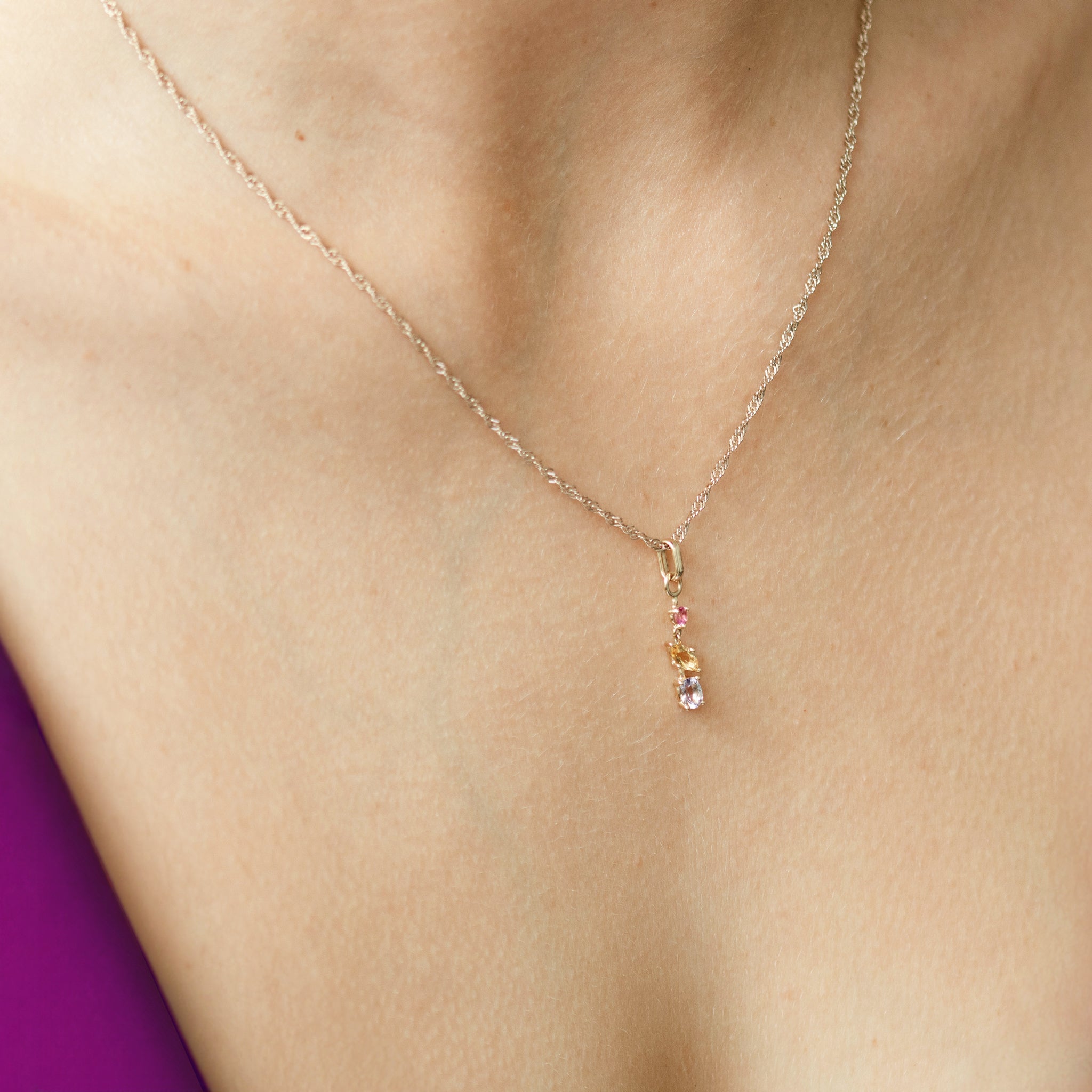 Stilnest Chroma Kette 585 Gold 45cm Edelsteine
