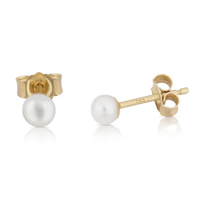 NKlaus JEWELLERY Perlen Ohrstecker Gelbgold 585 3 mm Süßwasserperle