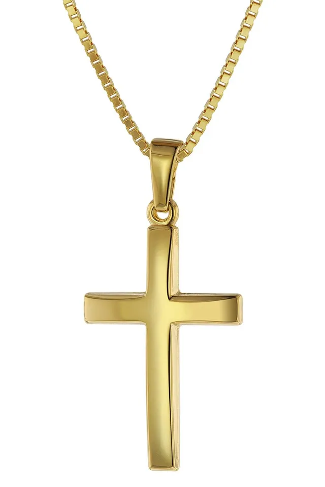 trendor Kreuz Halskette Gold 585 21 mm Damen mit Silberkette